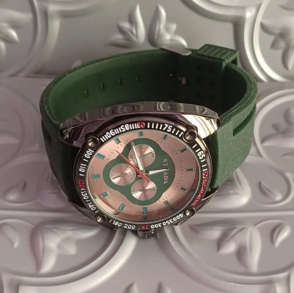 Strada Gold Dial with Green Strap Watch